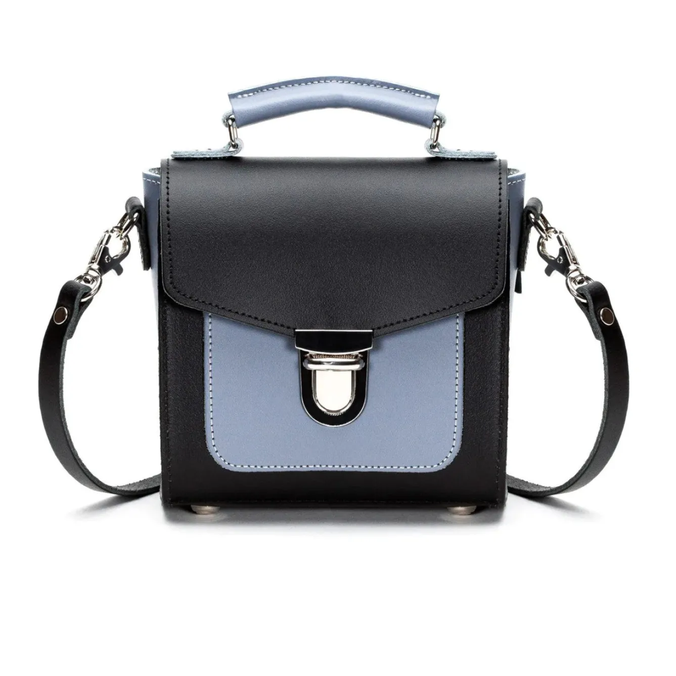 Zatchels Bags-Handmade Leather Sugarcube Blue Noir Small Handbag