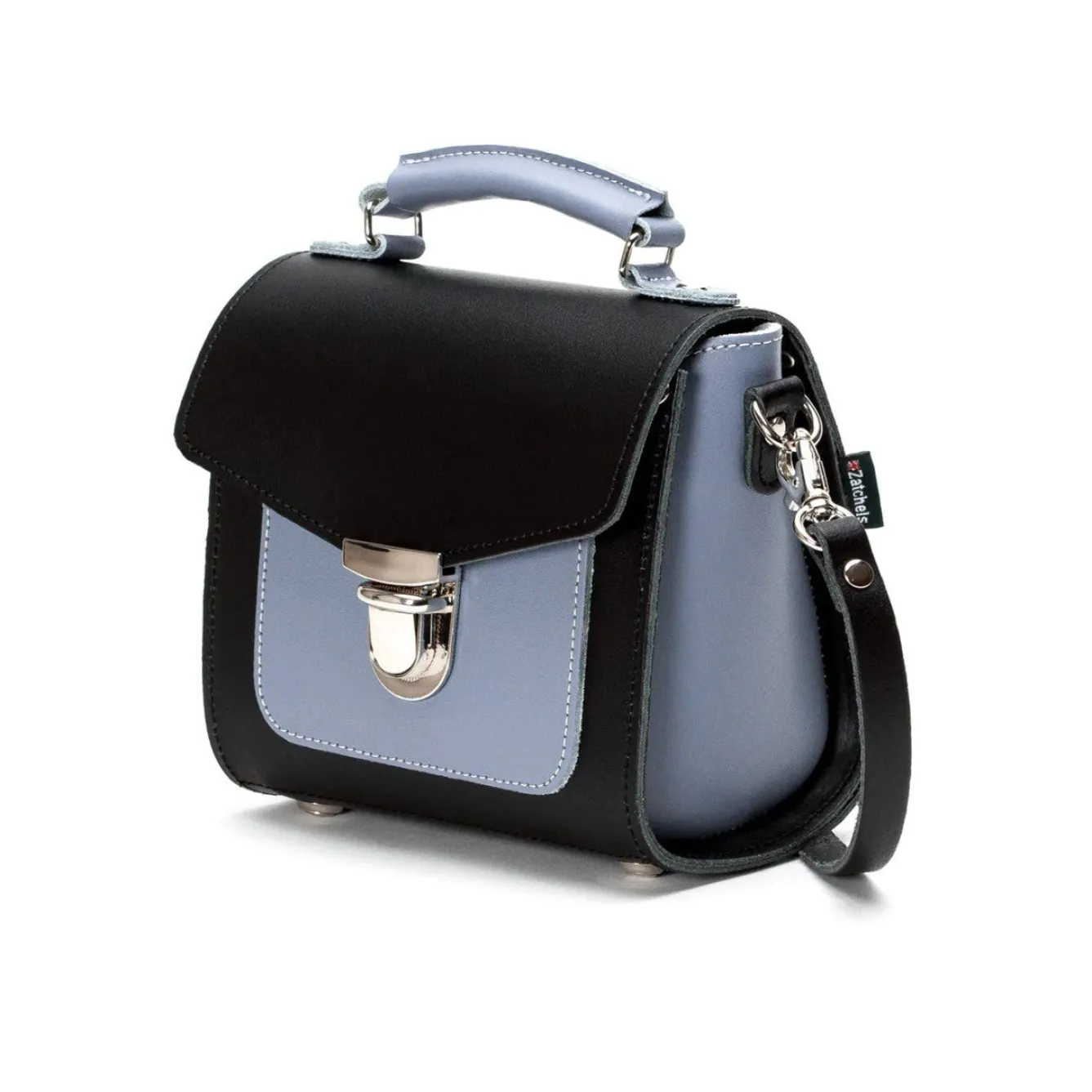 Zatchels Bags-Handmade Leather Sugarcube Blue Noir Small Handbag