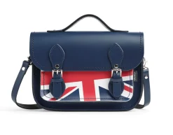 Zatchels Bags-Handmade Leather Union Jack Midi Satchel - Navy