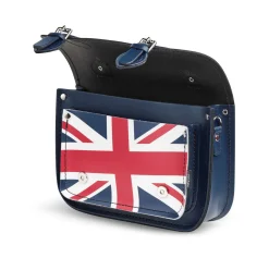 Zatchels Bags-Handmade Leather Union Jack Midi Satchel - Navy