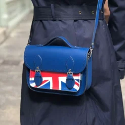 Zatchels Bags-Handmade Leather Union Jack Midi Satchel - Navy
