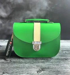 Zatchels Bags-Handmade Leather Olympia Bag - Classic Green & Cream