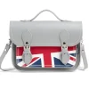 Zatchels Bags-Handmade Leather Union Jack Midi Satchel - Gray