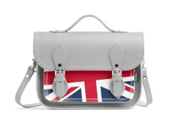 Zatchels Bags-Handmade Leather Union Jack Midi Satchel - Gray