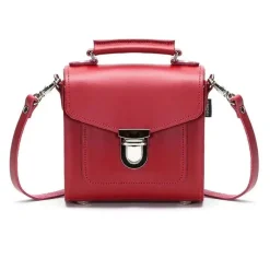 Zatchels Bags-Handmade Leather Sugarcube Red Small Handbag