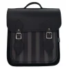 Zatchels Bags-Handmade Leather City Backpack Plus - Black & Grey Stripe