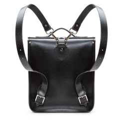 Zatchels Bags-Handmade Leather City Backpack Plus - Black & Grey Stripe