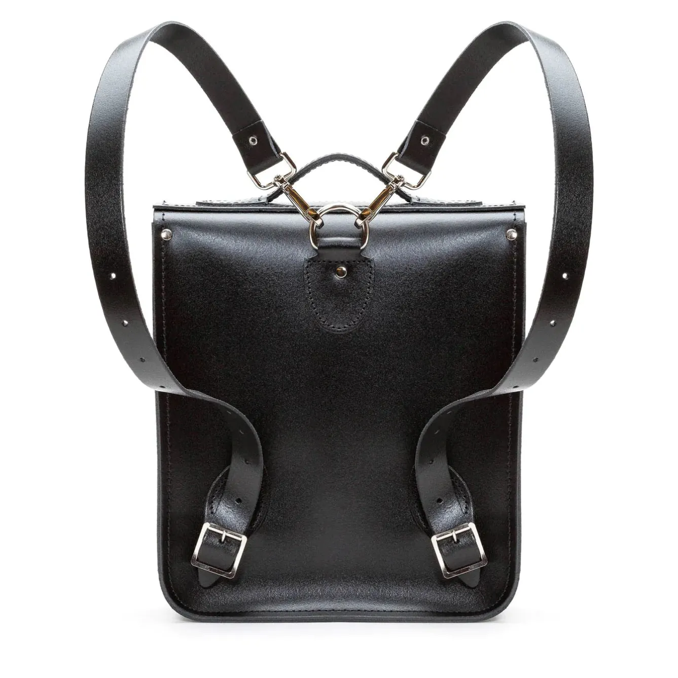 Zatchels Bags-Handmade Leather City Backpack Plus - Black & Grey Stripe