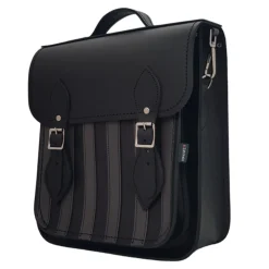 Zatchels Bags-Handmade Leather City Backpack Plus - Black & Grey Stripe