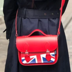 Zatchels Bags-Handmade Leather Union Jack Midi Satchel - Red
