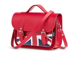 Zatchels Bags-Handmade Leather Union Jack Midi Satchel - Red