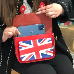 Zatchels Bags-Handmade Leather Union Jack Midi Satchel - Red