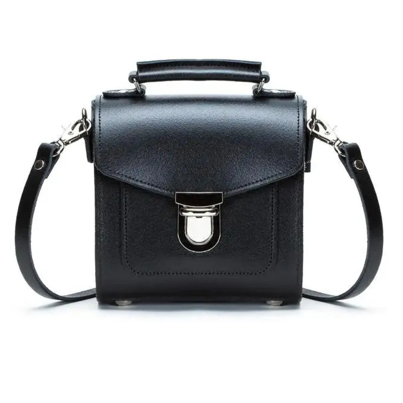 Zatchels Bags-Handmade Leather Sugarcube Black Small Handbag