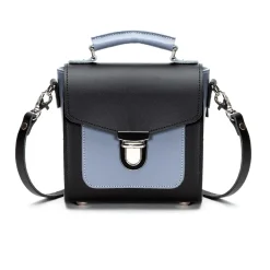 Zatchels Bags-Handmade Leather Sugarcube Plus - Blue Noir