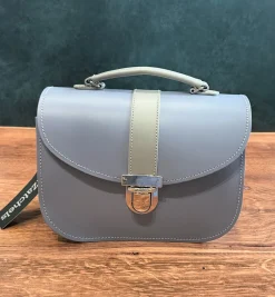 Zatchels Bags-Handmade Leather Olympia Bag - Lilac & Grey