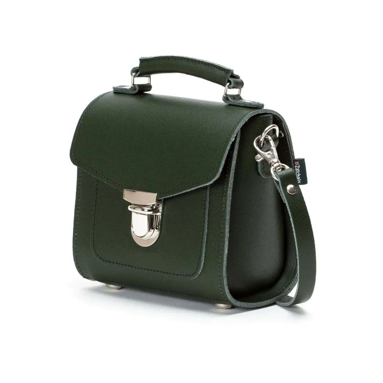 Zatchels Bags-Handmade Leather Sugarcube Plus Handbag - Ivy Green