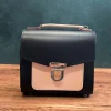 Zatchels Bags-Handmade Leather Sugarcube Plus - Navy & Blush