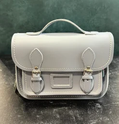 Zatchels Bags-Handmade Leather Midi Satchel - Ghost Grey