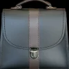 Zatchels Bags-Handmade Leather Kensington Handbag -Black with Brown Contrast