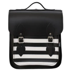 Zatchels Bags-Handmade Leather City Backpack - Gothic Black & White Stripe