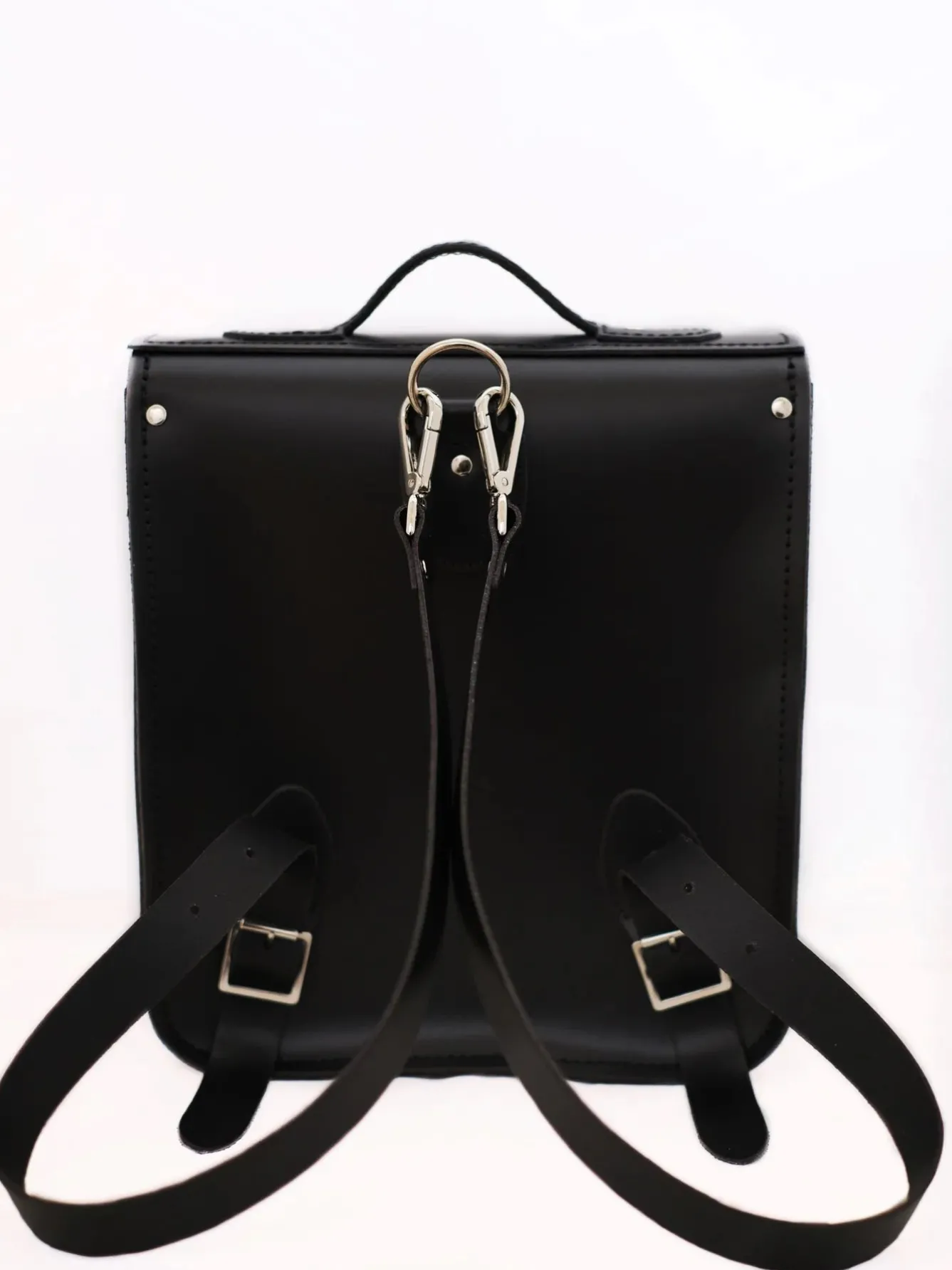 Zatchels Bags-Handmade Leather City Backpack - Gothic Black & White Stripe