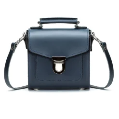 Zatchels Bags-Handmade Leather Sugarcube Navy Small Handbag