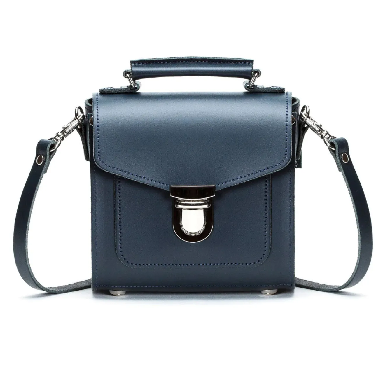 Zatchels Bags-Handmade Leather Sugarcube Navy Small Handbag