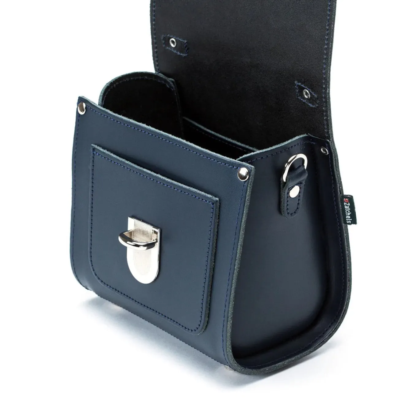 Zatchels Bags-Handmade Leather Sugarcube Navy Small Handbag